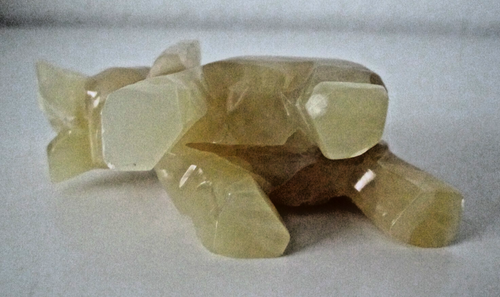 Elephant Figurine Hand Carved Onyx Stone Trunk Up for Good Luck 4" x 3" Vtg AZS - Picture 5 of 5