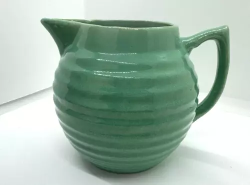 RARE Vintage Bauer Pottery Green 1 Quart Pitcher Ring Pattern - GREAT CONDITION