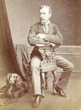 Victorian CDV Photo Man Dog Fashion Chapman Swansea Wales 1860s-1870s