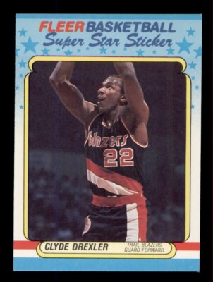 1988-89 FLEER SUPER STAR STICKER #3 CLYDE DREXLER PORTLAND TRAIL BLAZERS HOF