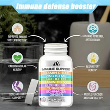 60 Capsules Containing Zinc,Quercetin ,vitamin C,D3 Elderberry Echinacea, Ginger