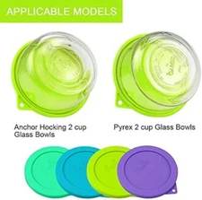 2 Cup round Silicone Storage Cover Lids Replacement for Anchor Hocking and Pyrex