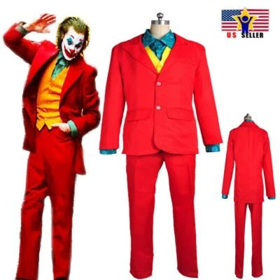 Joker Men's New Movie Arthur Fleck Halloween 4pcs Suit Set Costume Size Large - Image 1 of 4