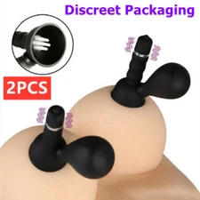 2PCS Vibrating Nipple Sucker Suction Cup Breast Vibrator Pump Sex-Toys for Women