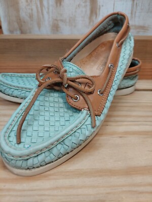 Sperry Womens Size Top Sider Mint Green Basket Weave Boat