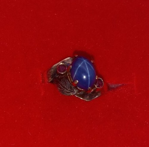 Vintage 2. 5 grams 18k gold Star Sapphire Ruby ring Size 5.75 - Picture 10 of 11