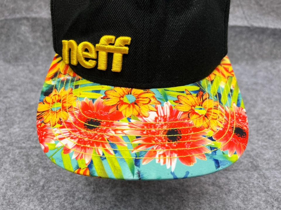 NEFF Gorra Gorra Snap Back Adulto OS Negro Amarillo Floral Acrílico Lana Poli Playa Foto 3 de 4