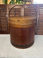ANTIQUE PRIMITIVE FIRKIN SUGARBUCKET With Lid