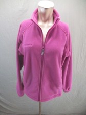 Columbia Size M Womens Pink Full Zip Stand Collar Fleece Gym Athletic Jacket 679