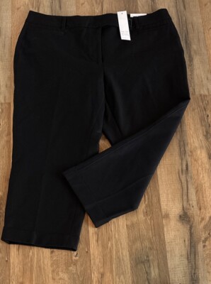 WHBM Black Slim Crop Pants Sz 12P NWT MSRP$79 Cuff Flattering