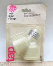 Vintage GE Twin Double Light Socket Adapter, ...