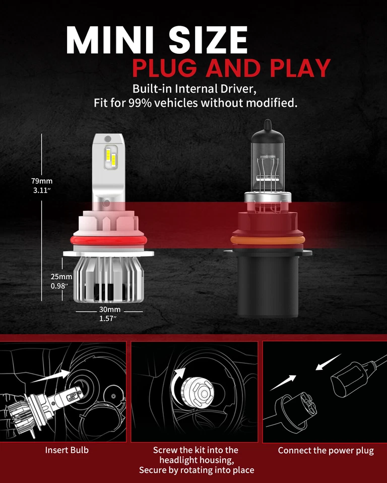 9007 HB5 LED Faro Luz Alta Baja para Nissan Frontier 2001-2025 Kit Bombillas 2x Foto 2 de 4