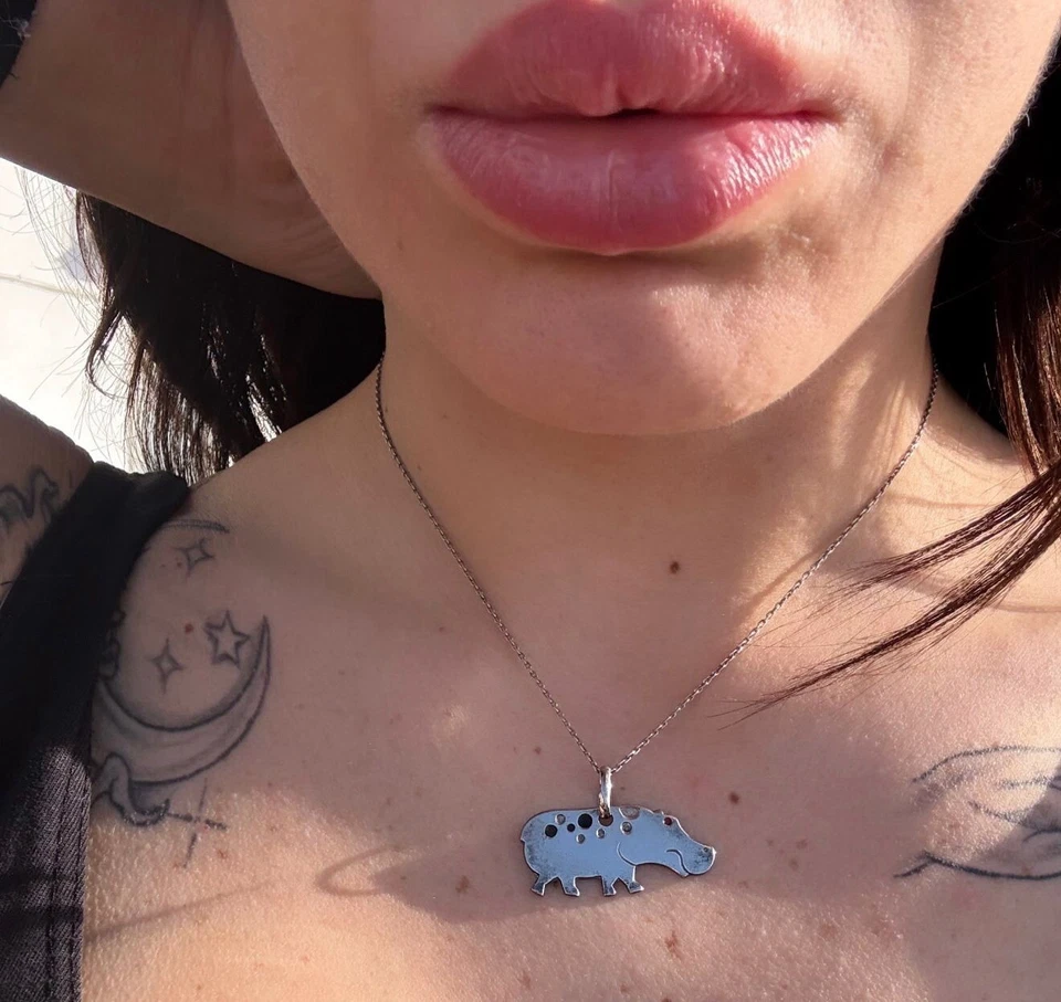 Collana In argento 925 Ippopotamo Uno A erre - Immagine 4 di 4