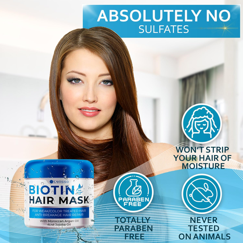Bellisso Biotin Haarmaske - Volumenschub für dünner werdendes & geschädigtes Haar, 8 Oz. - Bild 6 von 6