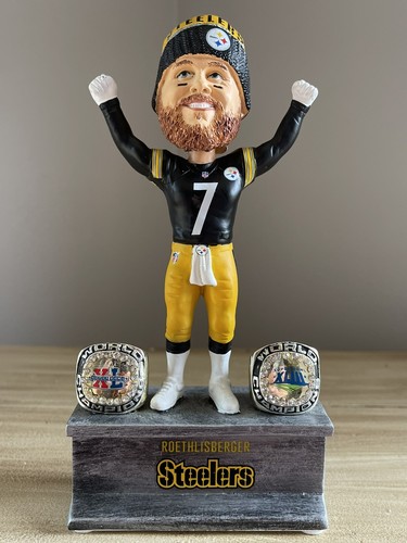 BEN ROETHLISBERGER Pittsburgh Steelers 2x SUPER BOWL Champ Rings Bobblehead NIB! - Picture 2 of 2