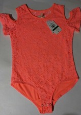 Girls Large Self Esteem One Piece Tangerine Orange Swimsuit Bathing Suit L NEW