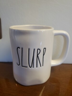 New Rae Dunn White Coffee Mug SLURP Magenta Ceramic