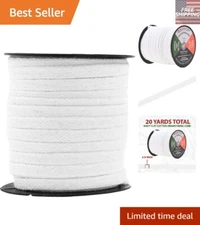 Durable White Flat Drawstring Cord - 20 Yards, Perfect for Hoodies & Crafts