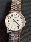 Vintage Timex Classic Quartz Men's Silver Tone Watch Stretch Bracelet New Batt