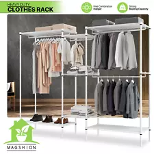 Metal Adjustable Garment Rack Clothes Storage Corner Shelf Closet Shoe Organzier