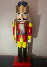 Vintage Solider Yellow, Red, & Blue Christmas 13" Nutcracker
