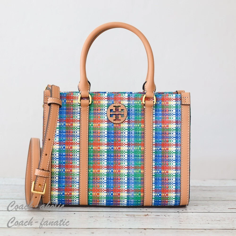 NWT Tory Burch Blake Plaid Small Tote Crossbody in Tory Navy Multi