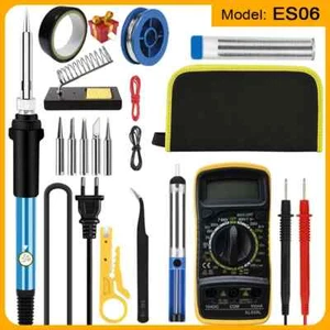 Soldering Iron Welding Tool(With Digital Multimeter) 5 Extra Tips EU/US Plug 60W