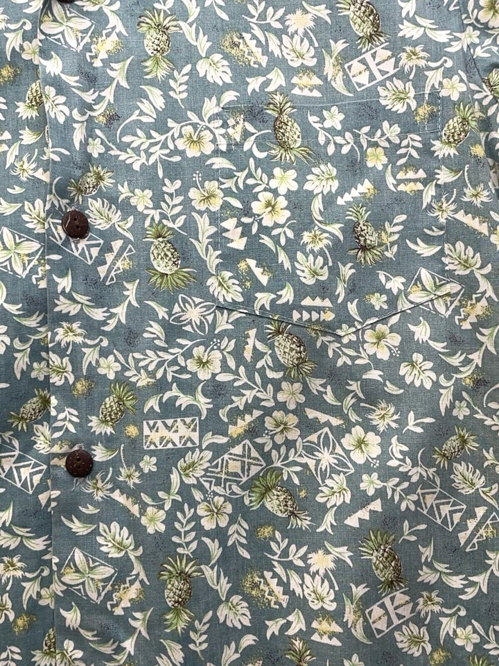 Винтажная гавайская рубашка Royal Creations зеленый цветочный узор сделано на Гавайях мужская большой размер - Изображение 3 из 4