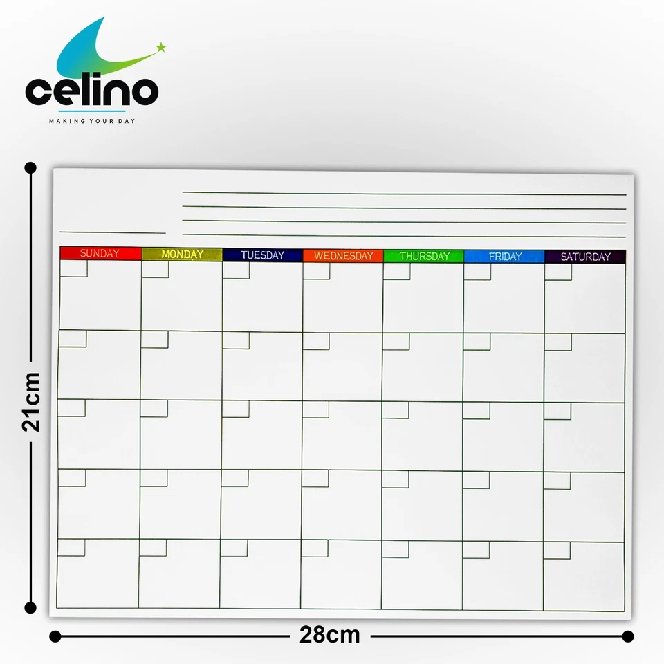 A4 Monthly Planner Magnetic Whiteboard Dry Wipe Fridge To Do List Meal Shopping - Image 3 of 4