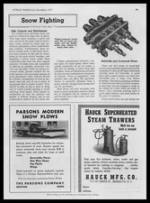 1937 The Parsons Company Modern Snow Plow Photo Newton Iowa Vintage Print Ad