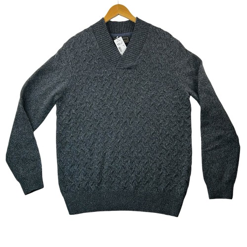 Jos. A. Bank Sweater Mens L Reserve Wool Blend Cable Knit Pullover V Neck NOS