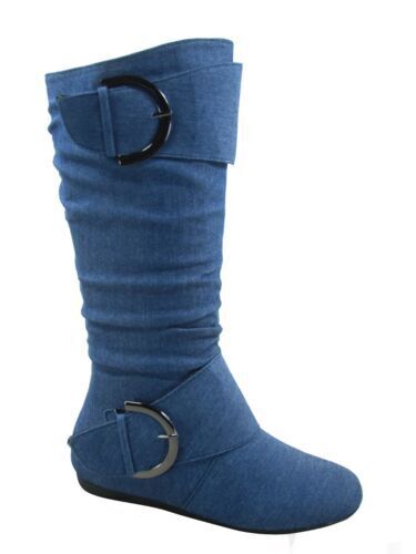 NEW Women's Faux Leather Suede Flat Heel Zip Mid Calf Boots Shoes Size 5 - 10 - Picture 13 of 59