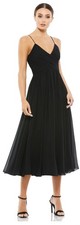 Mac Duggal 70099 Faux Wrap Sleeveless Flowy Midi Dress NWOT Size XL Black