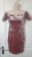 NEWLOOK Ladies Pink Crushed Velvet Bodycon Cocktail Dress