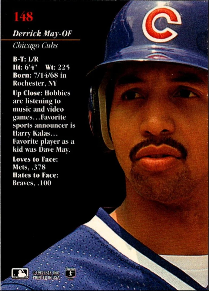 1993 Studio Derrick May Chicago Cubs #148 - Image 2 of 2