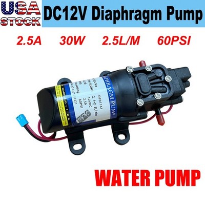60PSI DC12V 2.5A Water Pump Self Priming 2.5L/M 30W Micro Diaphragm Misting Pump