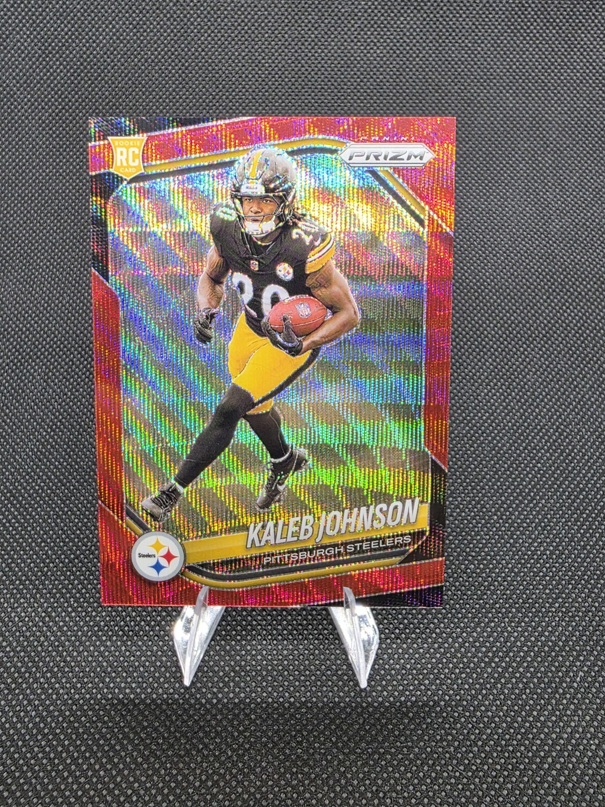 2025 Panini Prizm Red Wave Prizm Kaleb Johnson Steelers #375 /149 Rookie