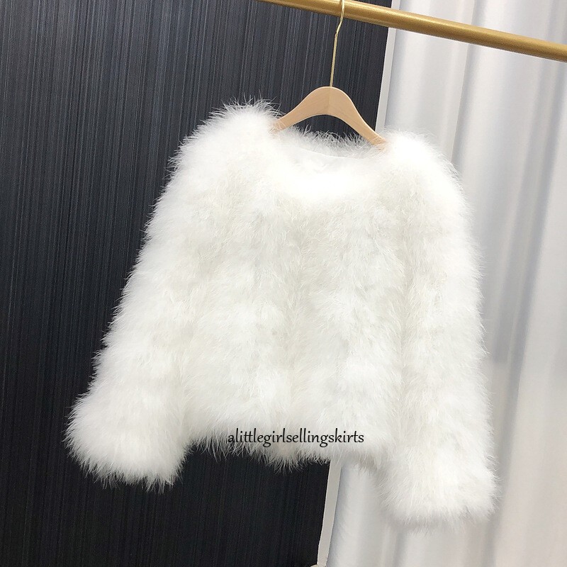 Mujeres Genuino Pluma de Avestruz Piel Peludo Piel Real Abrigo Chaqueta Corta Parka Prendas de abrigo