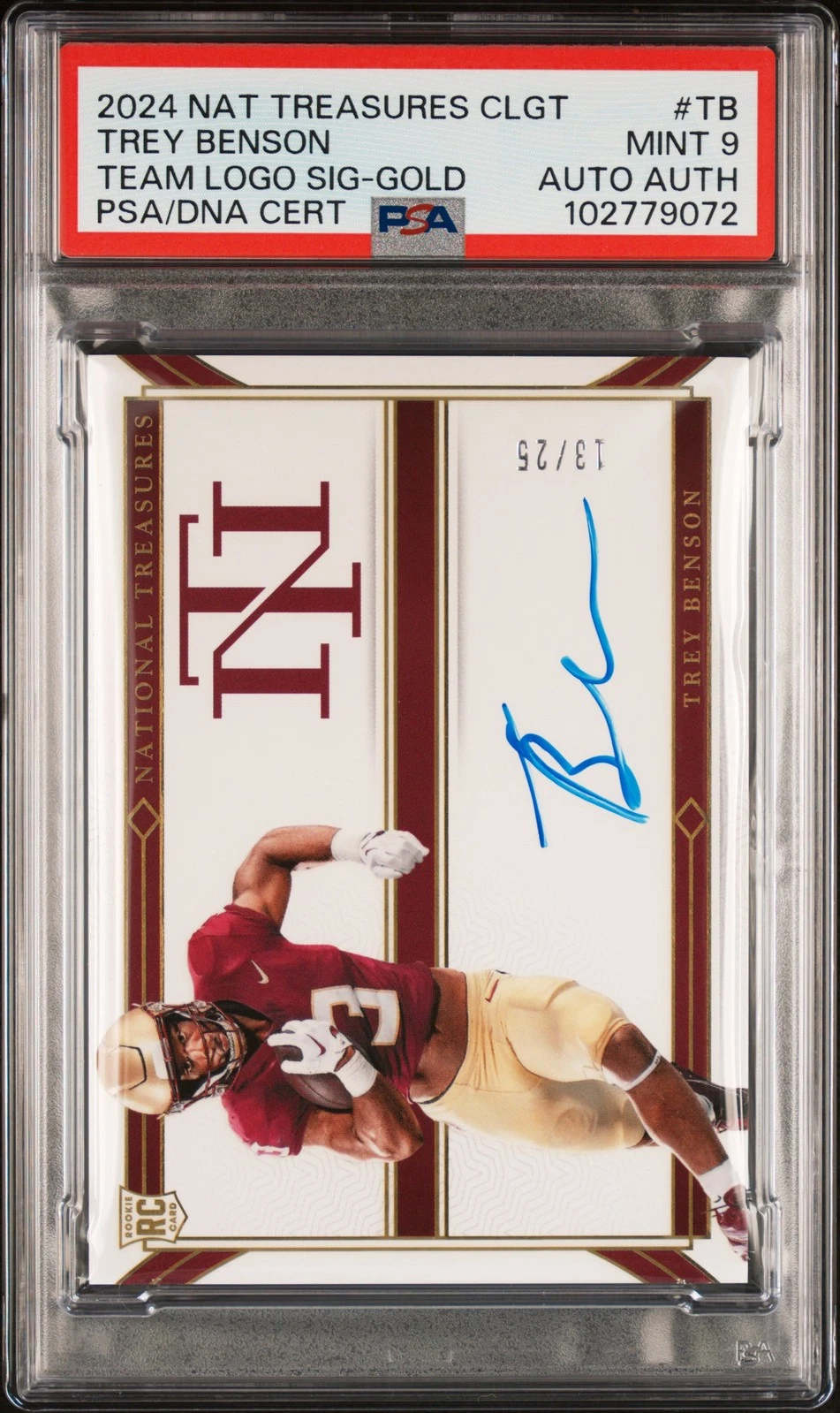 Trey Benson Panini National Treasures Collegiate Team Logo Signatures #TB Gold