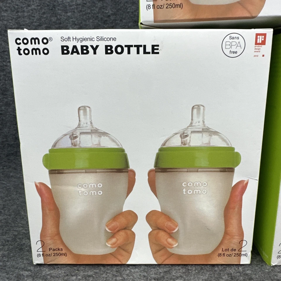 Comotomo Soft Hygienic Silicone Baby Bottles 8 fl oz Med Flow 2 Holes Lot Of 6 - Image 2 of 4