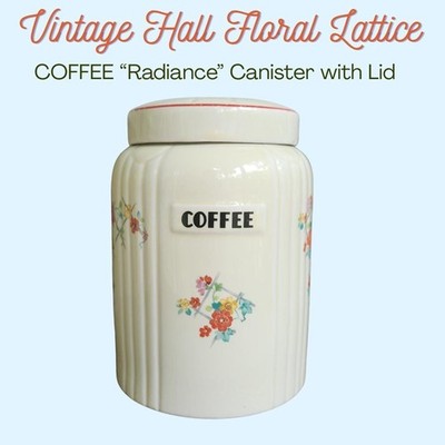 Hall Coffee Canister Floral Lattice 1950s Vintage Hall China Co Radiance Kitchen