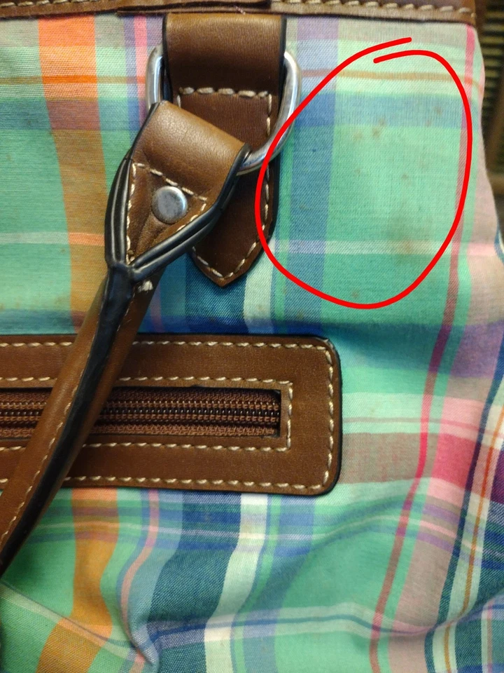 CHAPS Ralph Lauren "Marcie" Green Plaid Triple Satchel Purse (Read) - Image 4 of 4