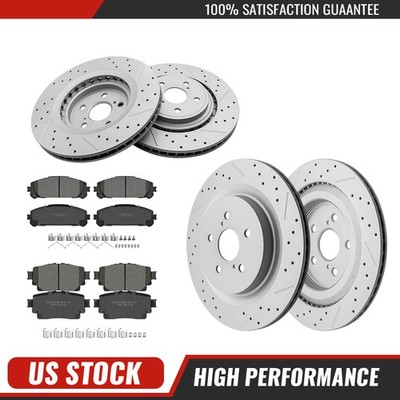 Front & Rear Disc Rotors + Brake Pads Kit for 2020 2021-2024 Toyota Highlander