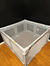 Gray Mesh Baby Play Yard Playpen Indoor Safety Pen Baby Playpen Play Yard