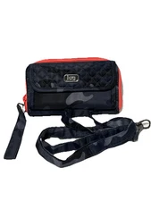 LUG KickFlip Wristlet Wallet Crossbody W/Strap Black/Pink Camo RFID Protection