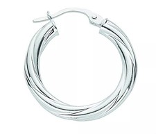 Silver Hoop Earrings Creole Sterling Silver 22mm Twist Hoops
