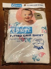 New In Pkg Vintage Crib Sheet White With Pink Cat Blue Dog Blue Fitted Infant