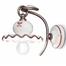 Ferroluce lampada da parete lampada Roma bianca Ø14cm max 42W E14 fatta a mano ceramica
