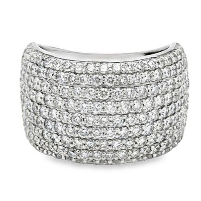 18K White Gold Elegant Half Memoire Pavé Ring Approx 2.20 Ct. Natural Diamonds