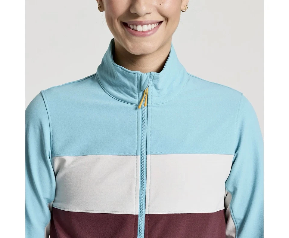 NUEVO CON ETIQUETAS Chaqueta de Correr Saucony Bluster Para Mujer Talla 2XL Colores Azul Bebé Marrón Blanco Foto 4 de 4